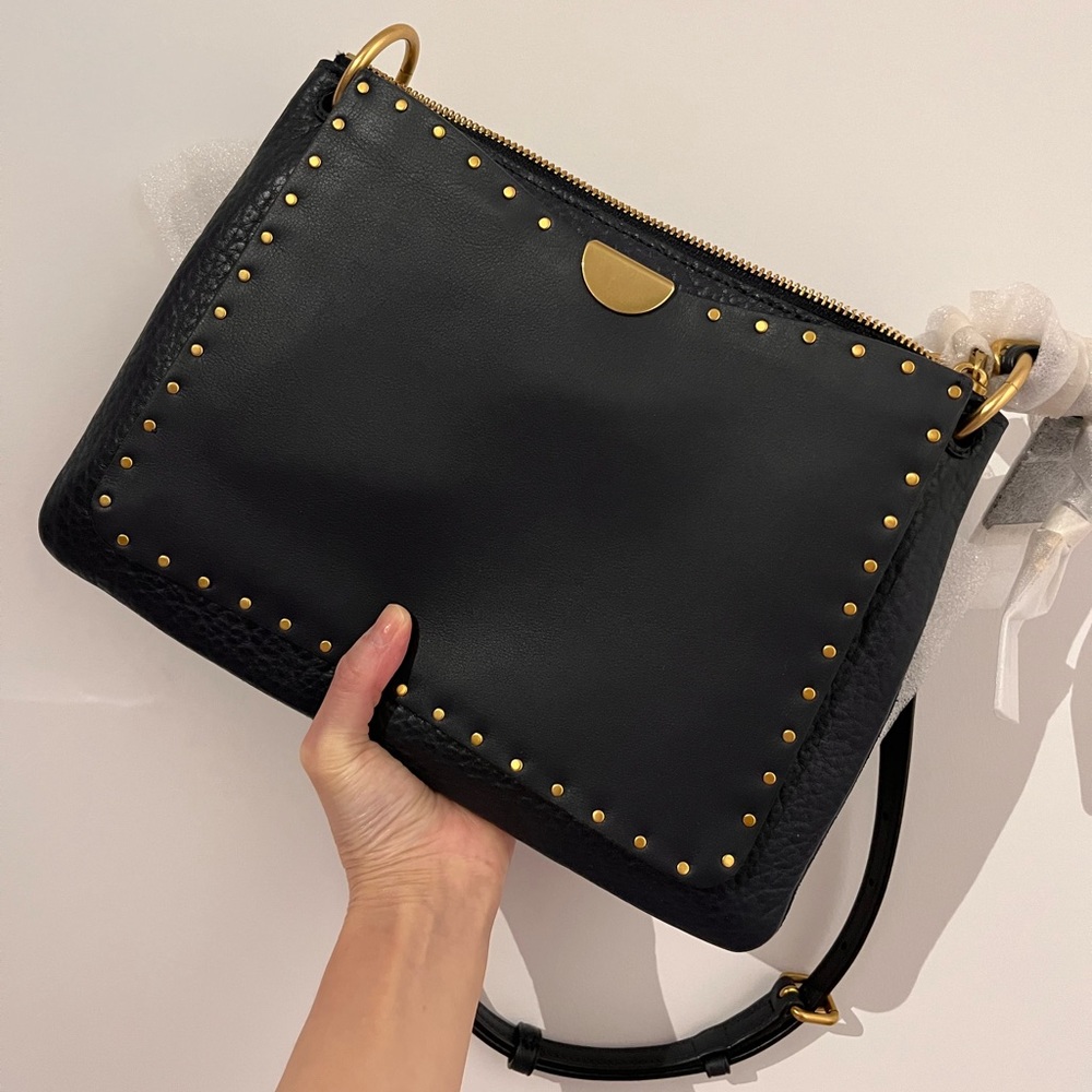 Very Rare! Coach Dreamer Leather Shoulder Bag with Rivets, navy blue